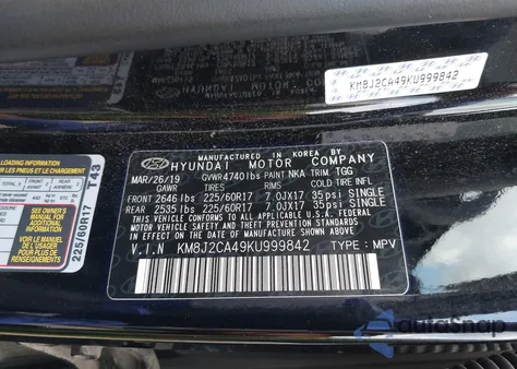 2019 Hyundai Tucson Se из США, поврежденный, VIN KM8J2CA49KU999842